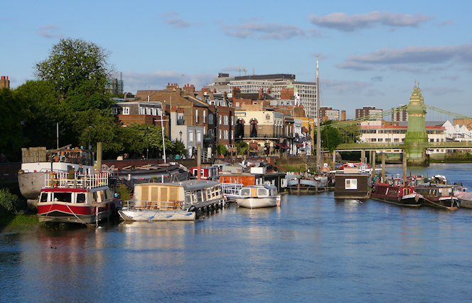 Hammersmith riverside, seen on a sunny summer afternoon