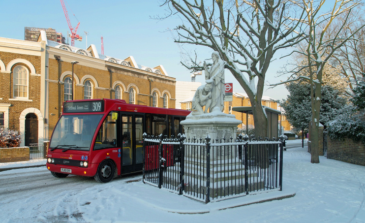 Hidden London: War memorial on St Leonard's Road in the snow by Matt Buck