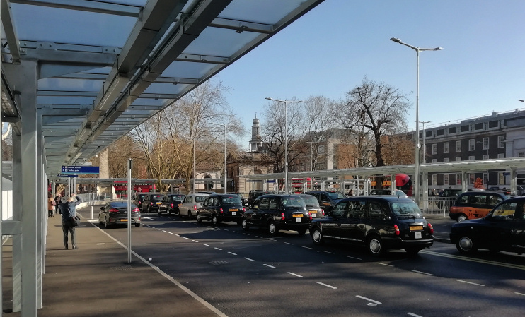 Hidden London: Euston Square taxi rank, photographed in February 2019