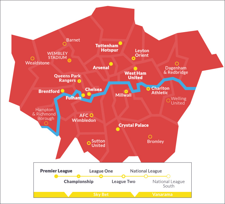 Hidden London: map of London football clubs' grounds for the 2023-24 season